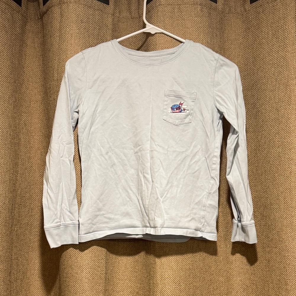 Vineyard Vines Kids Light Gray Long Sleeve Tee side M (10/12)